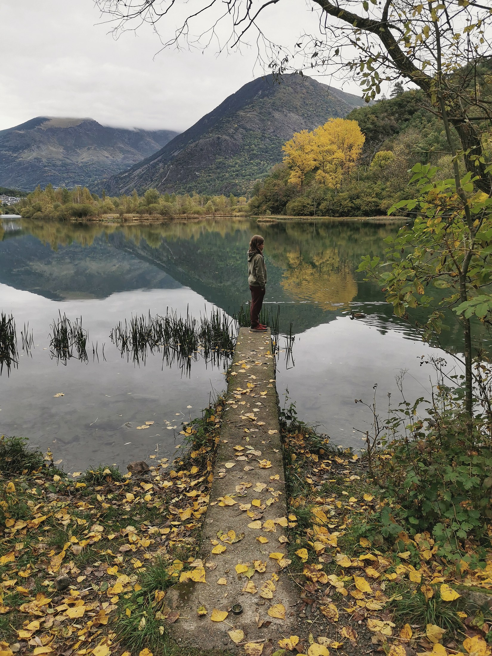 Paisatge de muntanya reflectit a l’aigua
